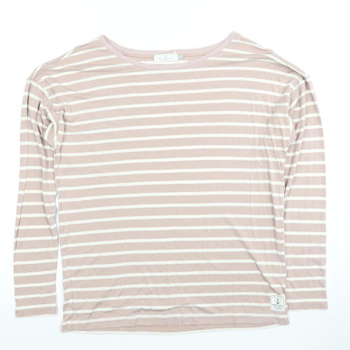 Henri Lloyd Women's Pink Striped T-Shirt M Long Sleeve