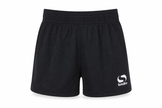 Front view of Sondico boys’ black activewear shorts, size 2-3, years football