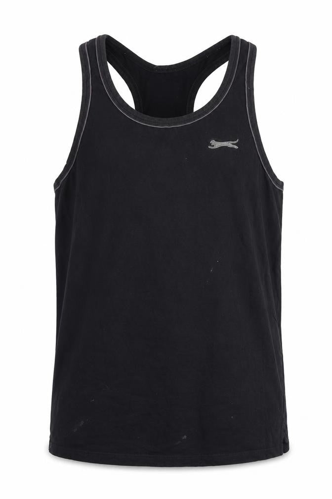Front view of Slazenger Men's Black Sleeveless T-Shirt L