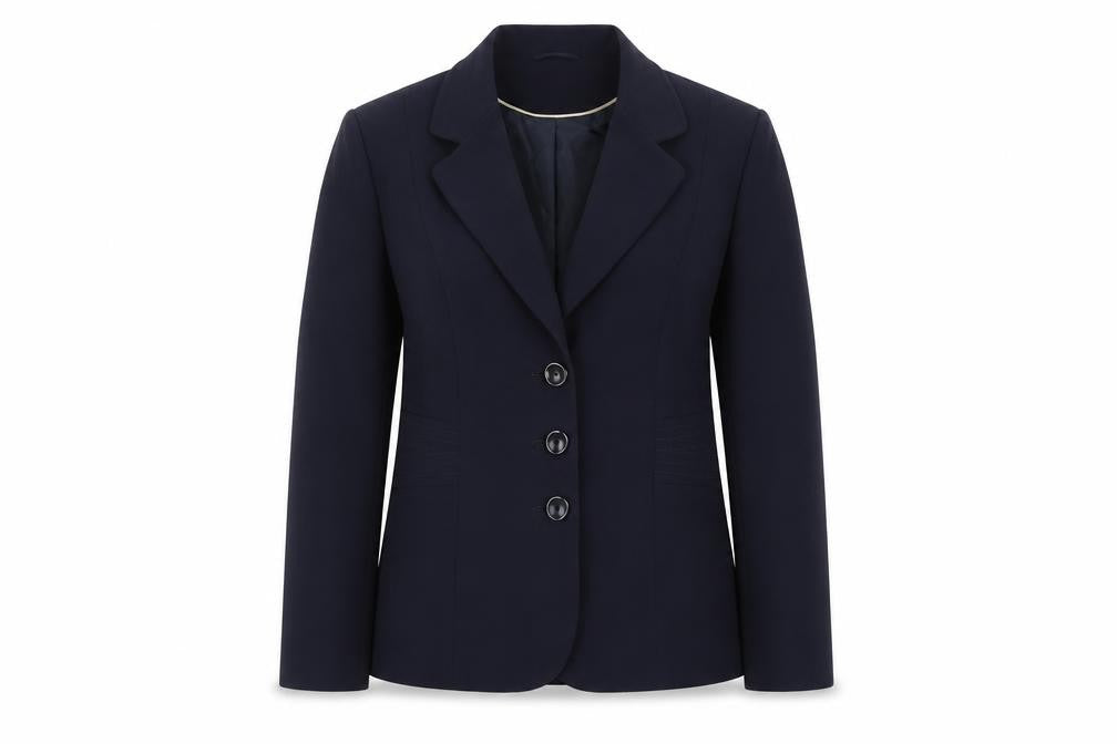 Front view of Eastex Women's Blue Blazer, size 12, Notch Lapel