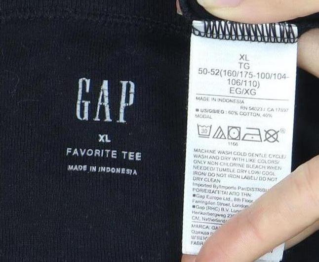 GAP Men's Black XL Crew Neck Long Sleeve T-Shirt