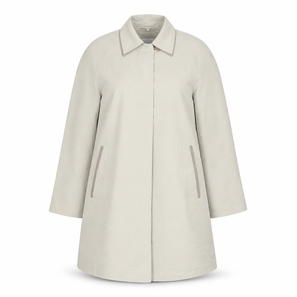 Front view of Dannimac Women's Beige Long Overcoat, size S