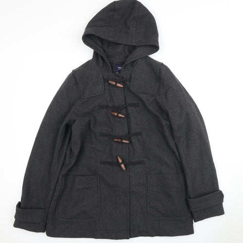 Gap Women's Grey Wool Hooded Coat M Casual Toggle