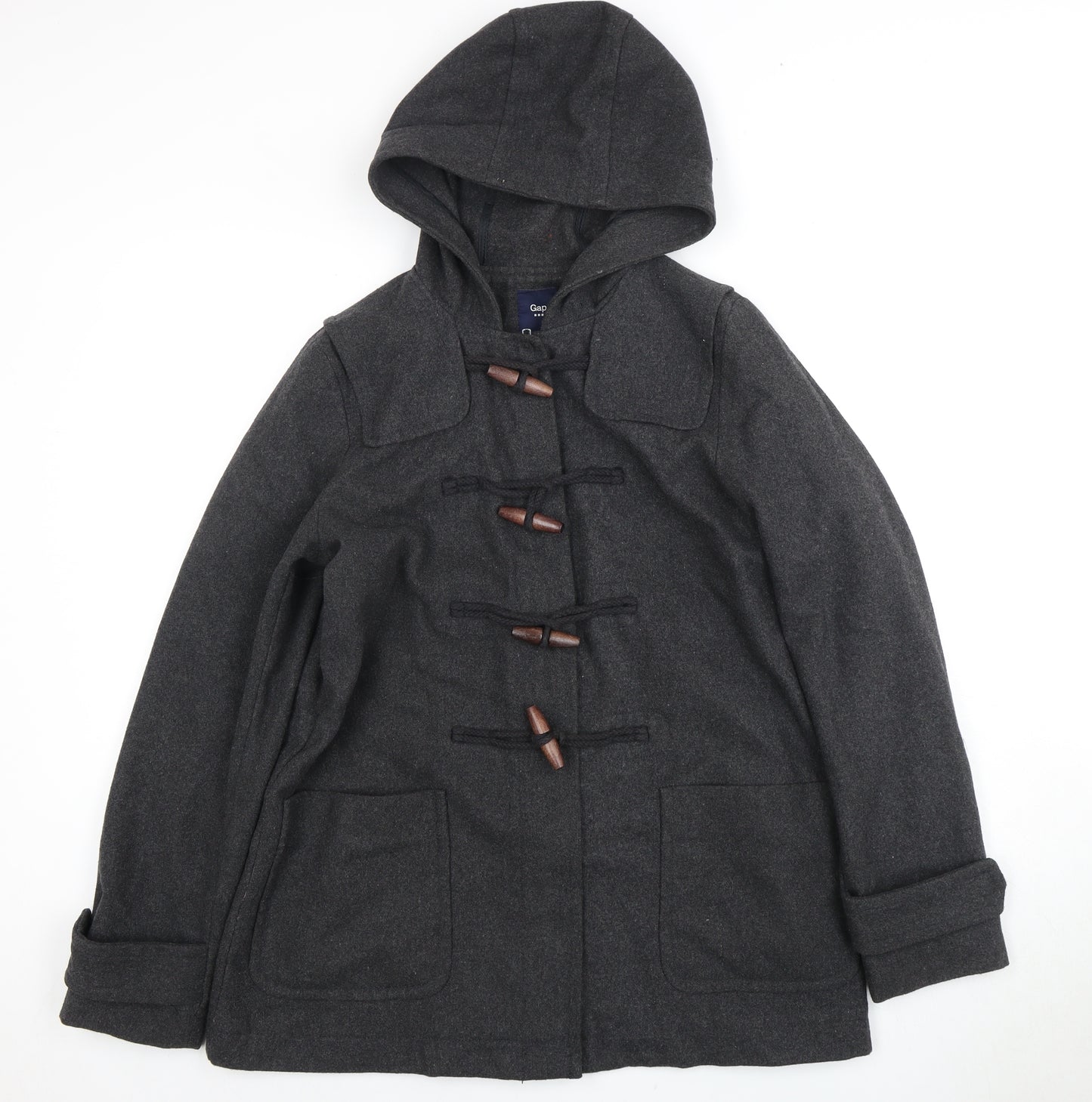 Gap Women's Grey Wool Hooded Coat M Casual Toggle