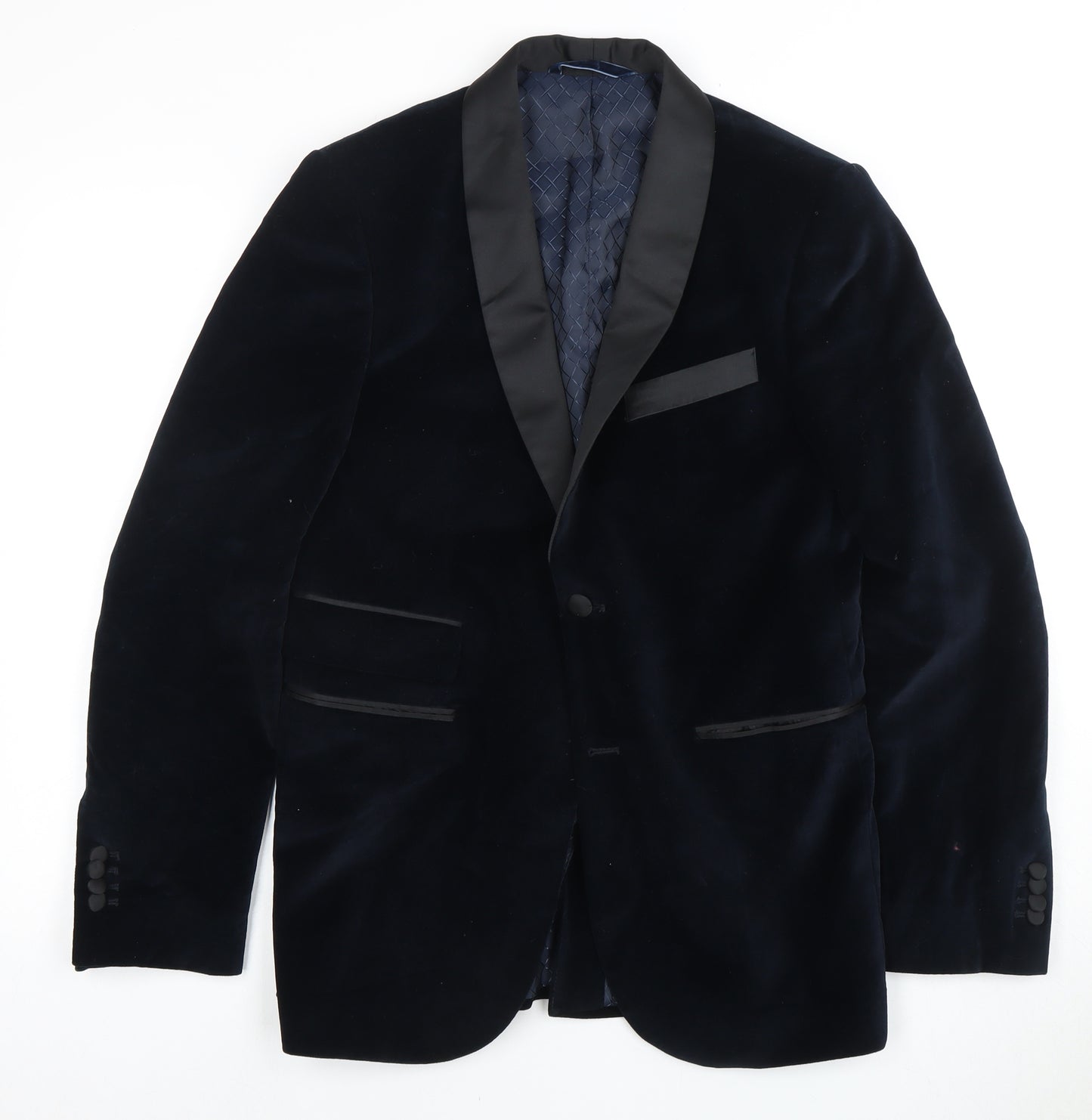 Mango Men's Blue Velvet Tuxedo Blazer Size 38