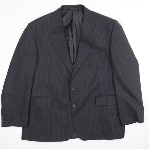 Karl Alexander Men's Grey  Striped Blazer, Size 46S Business Attire