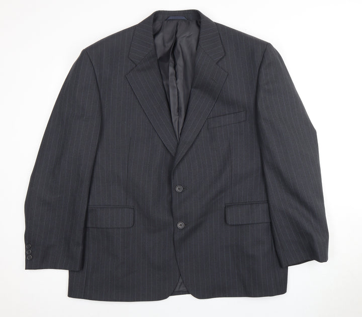 Karl Alexander Men's Grey Striped Blazer, Size 46S Business Attire