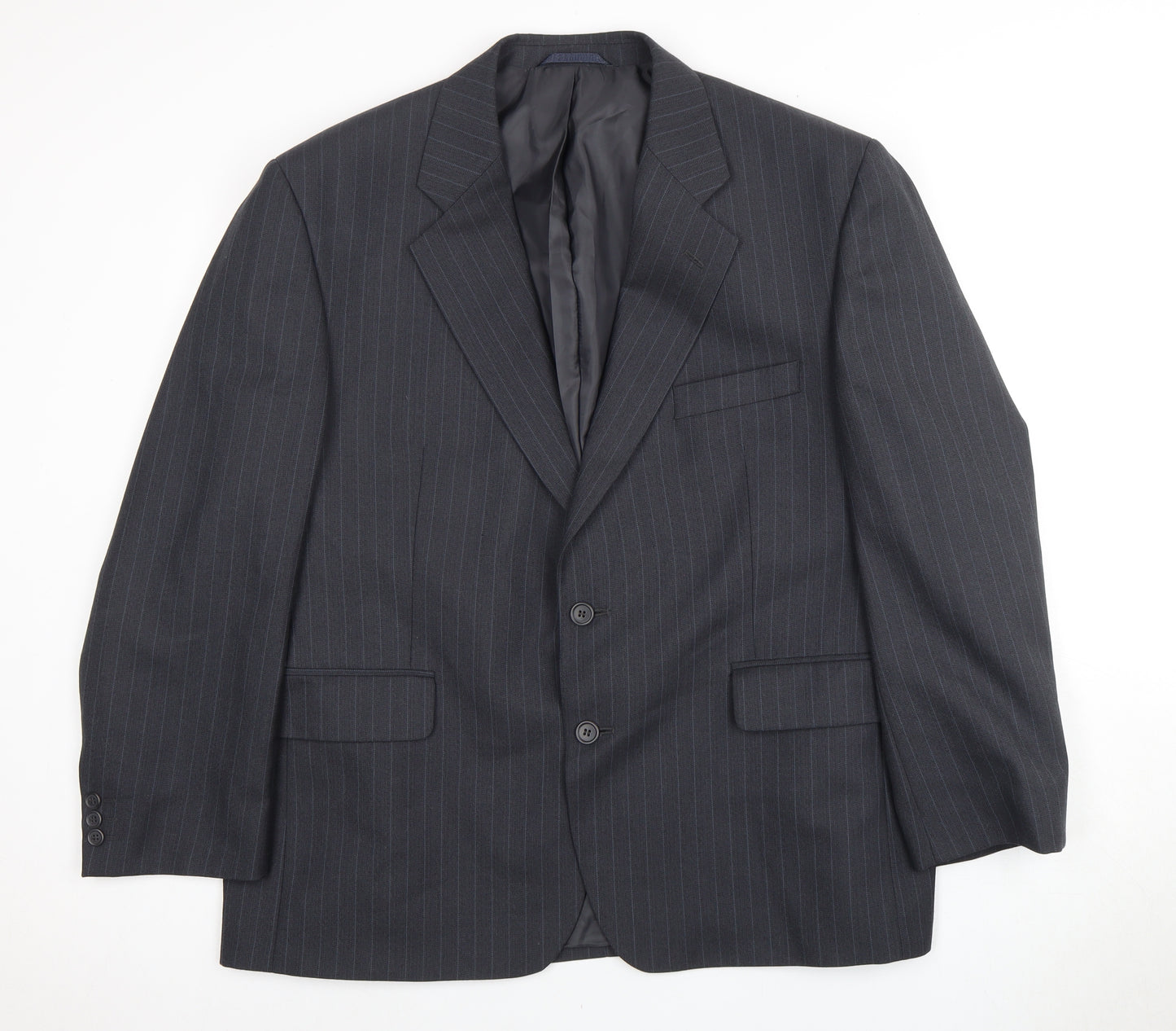 Karl Alexander Men's Grey  Striped Blazer, Size 46S Business Attire