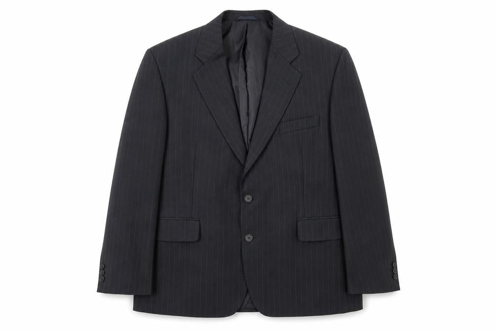 Karl Alexander Men's Grey  Striped Blazer, Size 46S Business Attire