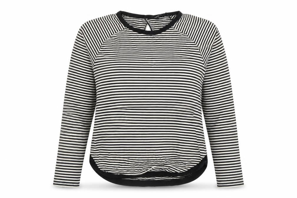 Front view of Next Women's Striped T-Shirt, size 12, Black/White