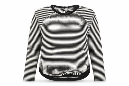 Front view of Next Women's Striped T-Shirt, size 12, Black/White