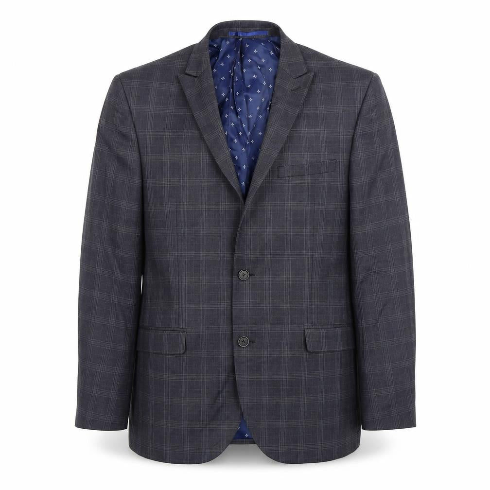 Front view of Next Men's Grey Check Blazer Jacket, size 40, Regular Fit