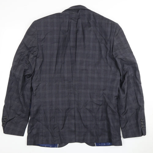 Next Men's Grey Check Blazer Jacket, Size 40 Regular Fit