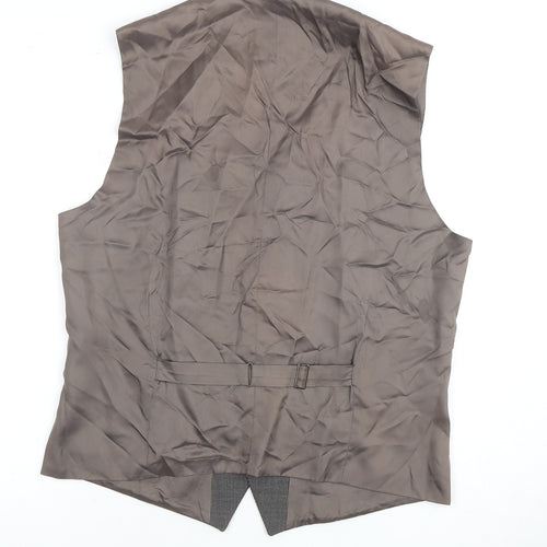 Burton Mens Grey Waistcoat, 38R Chest, Wool Blend