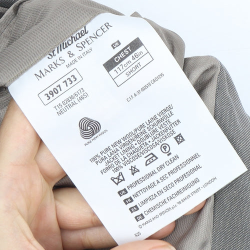 Marks & Spencer Grey Wool Men's Blazer, Size 46S