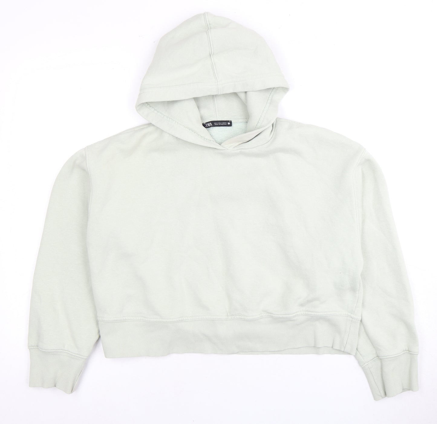 Zara Women's Ivory Fleece Pullover Hoodie, Size S