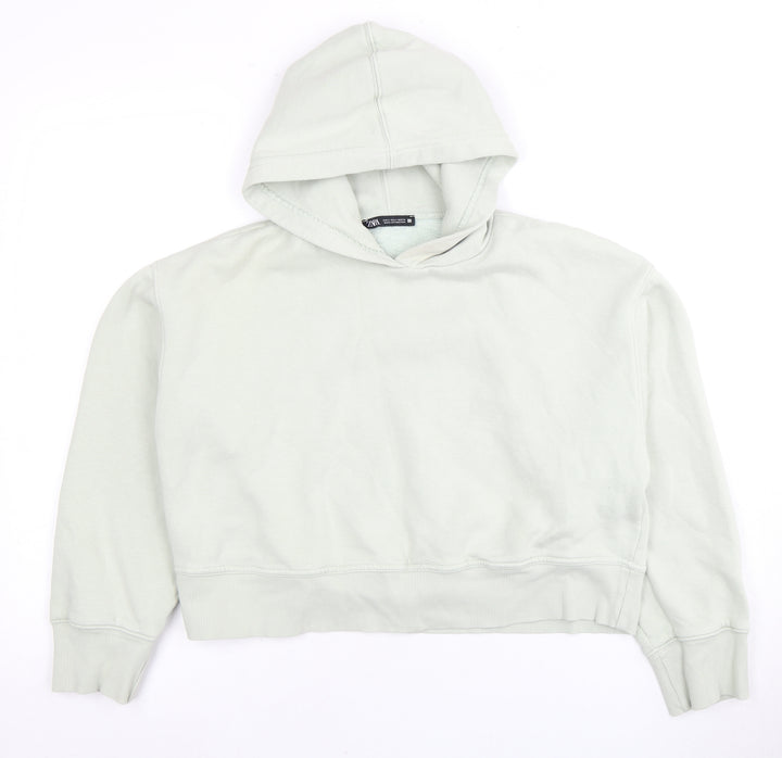 Zara Women's Ivory Fleece Pullover Hoodie, Size S