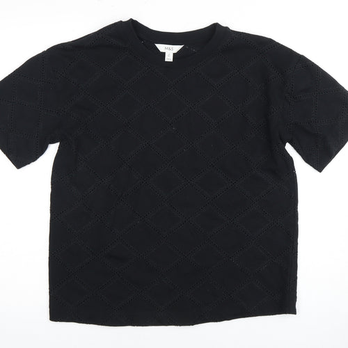Marks and Spencer Women's Black Size 10 Geometric T-Shirt
