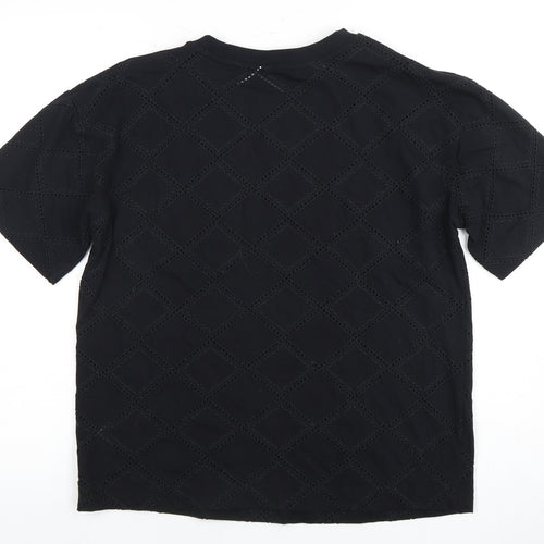 Marks and Spencer Women's Black Size 10 Geometric T-Shirt