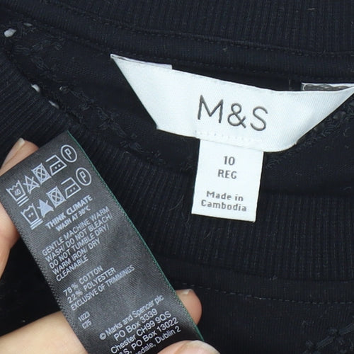 Marks and Spencer Women's Black Size 10 Geometric T-Shirt