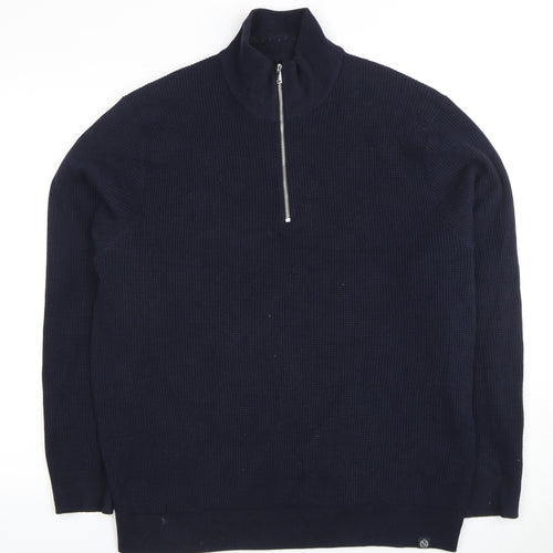 Marks and Spencer Men's Blue Full Zip 2XL Jumper