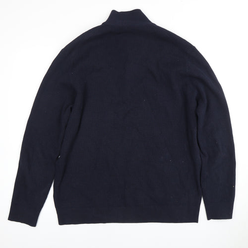 Marks and Spencer Men's Blue Full Zip 2XL Jumper