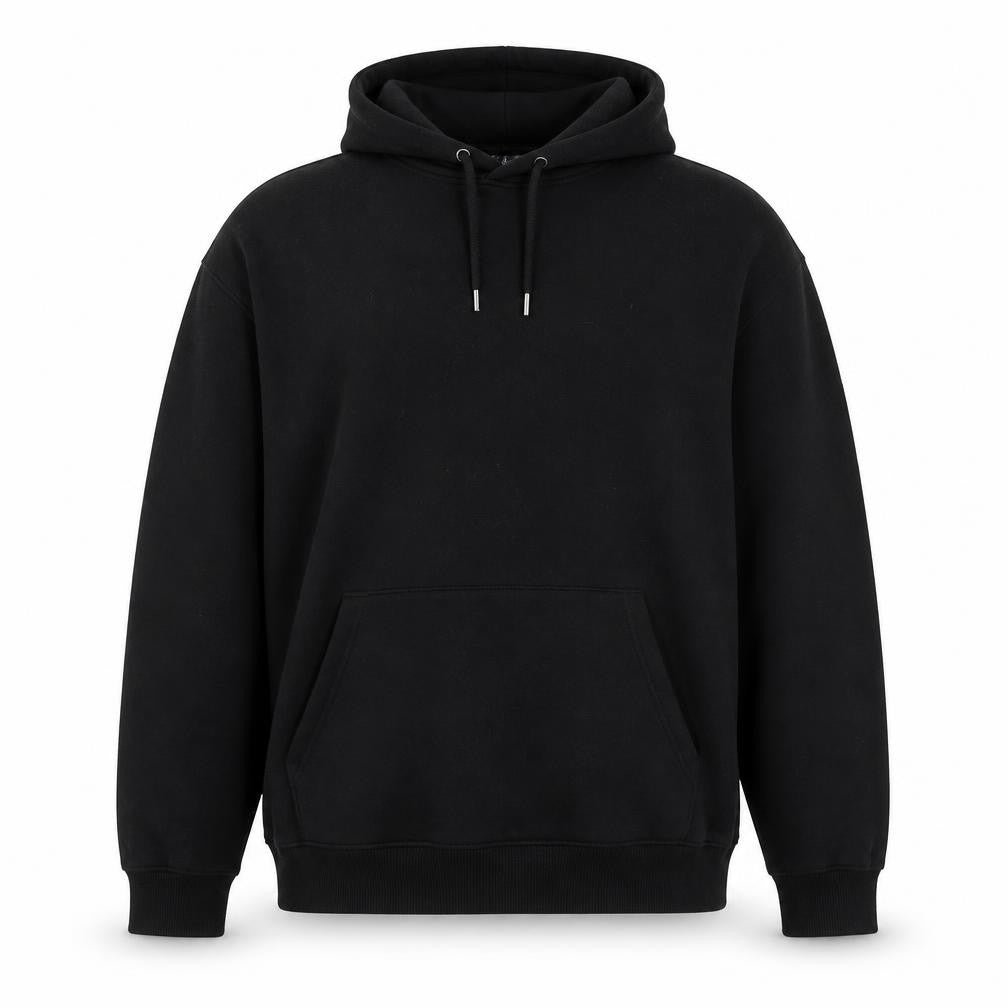 Front view of ASOS DESIGN unisex black m hoodie pullover