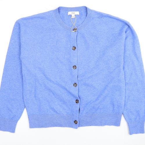 Marks and Spencer Women's Blue Cashmere Cardigan, M
