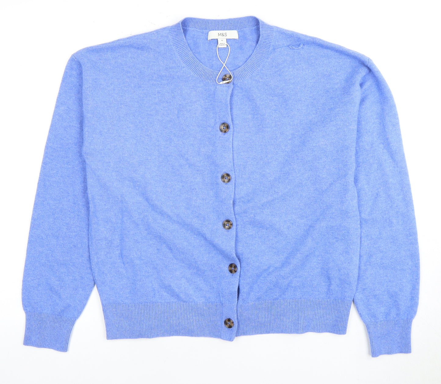 Marks and Spencer Women's Blue Cashmere Cardigan, M