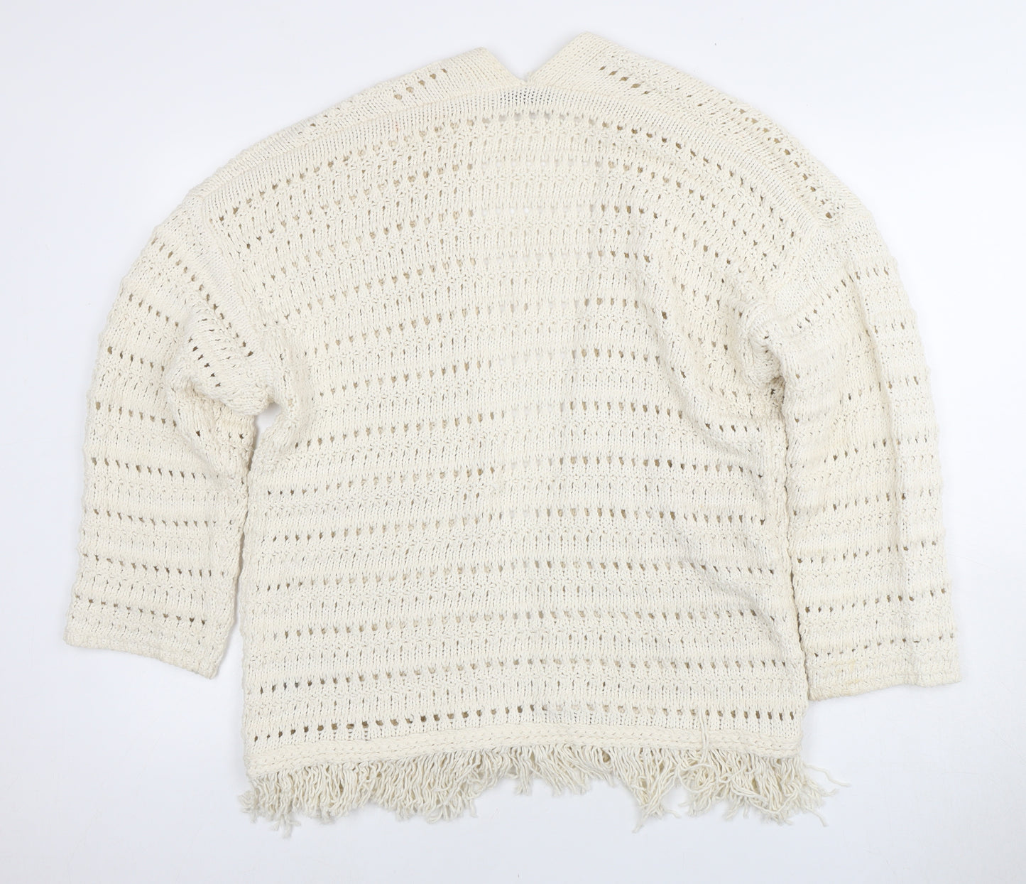 ZARA Women’s Ivory Open-Knit Open Front Cardigan, Size S