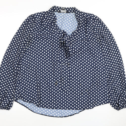 Dorothy Perkins Women's Blue Geometric Blouse Size 10