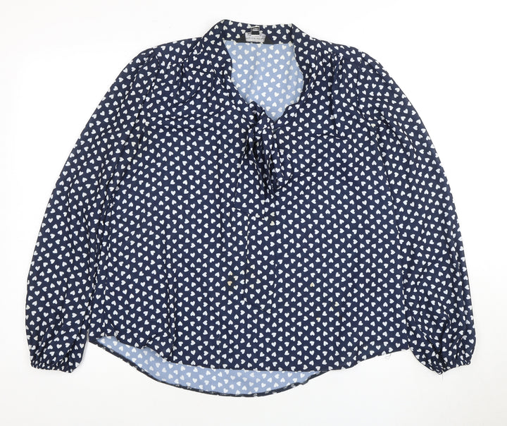 Dorothy Perkins Women's Blue Geometric Blouse Size 10