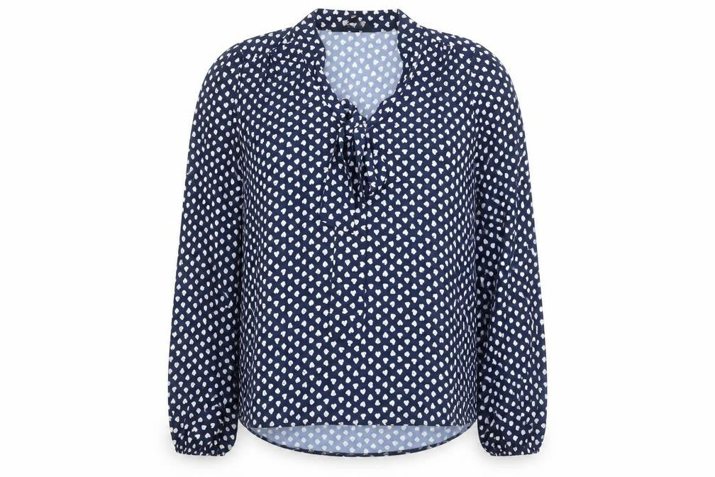 Front view of Dorothy Perkins Women's Blue Geometric Blouse, size 10