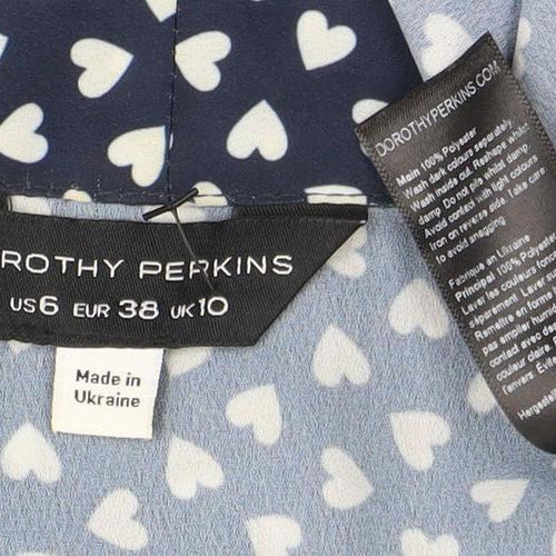 Dorothy Perkins Women's Blue Geometric Blouse Size 10