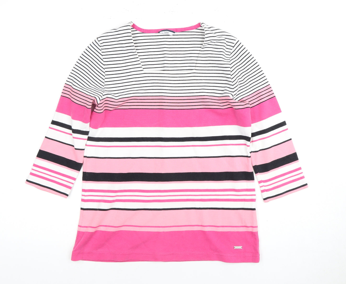Dash Women's Pink Striped 3/4 Sleeve Top Size 10