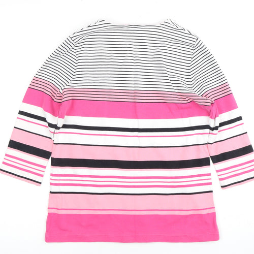 Dash Women's Pink Striped 3/4 Sleeve Top Size 10