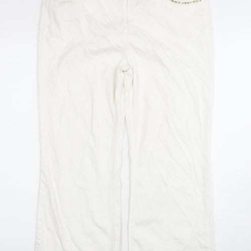 Per Una Women's Ivory Size 14 Studded Jeans