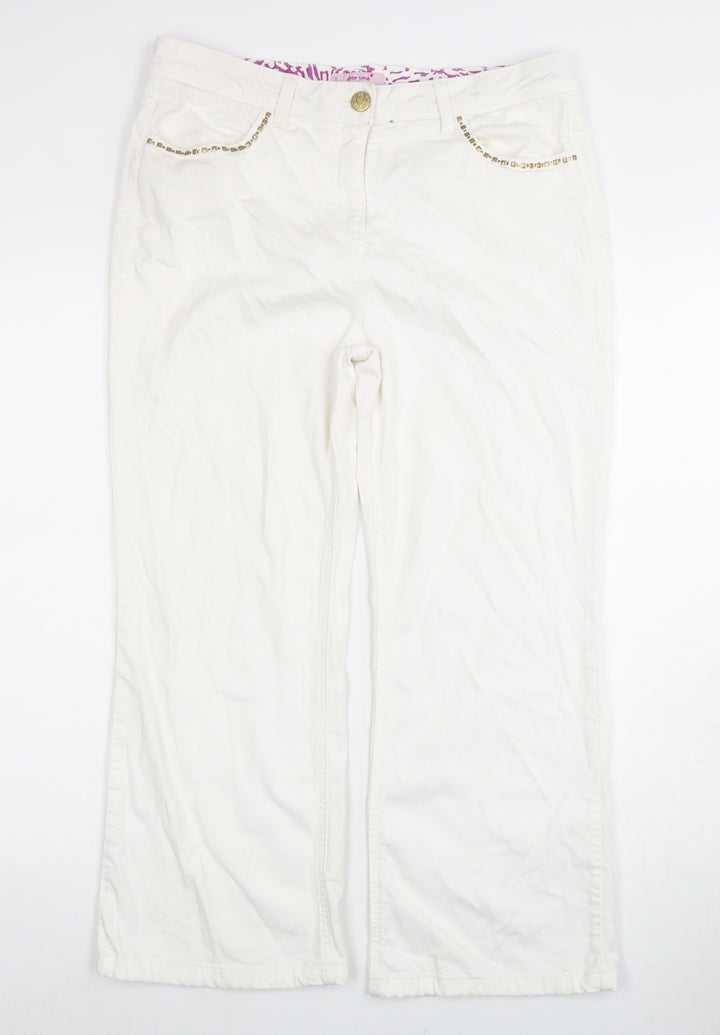 Per Una Women's Ivory Size 14 Studded Jeans