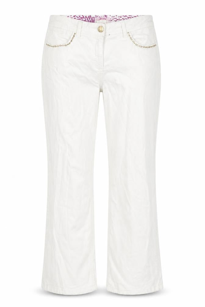 Front view of Per Una Women's Ivory, size 14, Studded Jeans