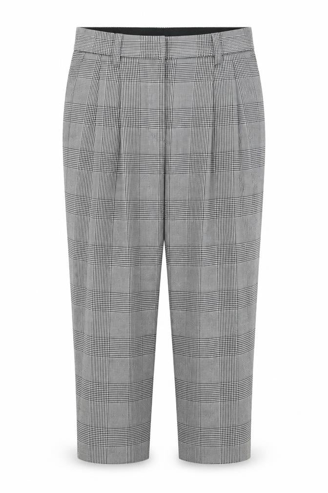 Front view of H&M Women's Black Check Trousers, size 14