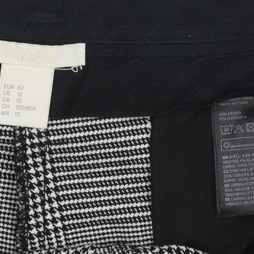 H&M Women's Black Check Trousers Size 14