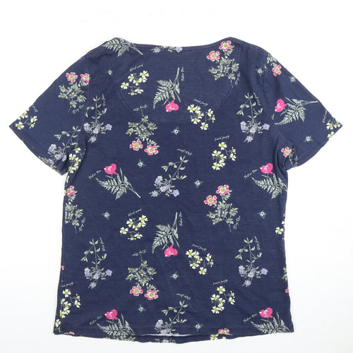 Bonmarché Women's Blue Floral T-Shirt Size 16