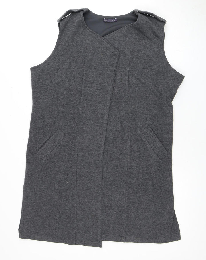 Marks and Spencer Women's Grey Open Front Vest, Size 16, Sleeveless