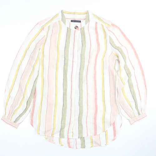 Marks and Spencer Women's Multicoloured Striped Linen Blouse - Size 10