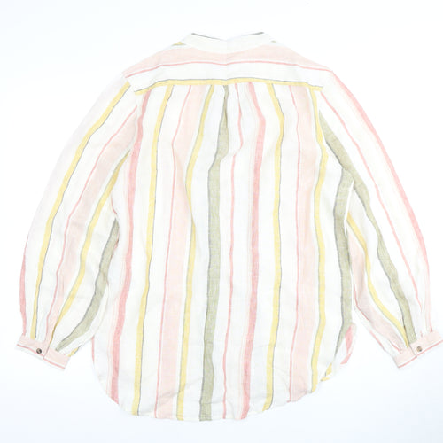 Marks and Spencer Women's Multicoloured Striped Linen Blouse - Size 10