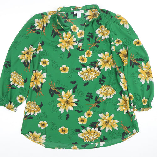 Carolina Belle Women's Green Floral Blouse M