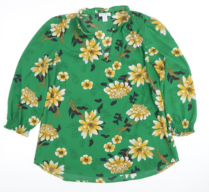Carolina Belle Women's Green Floral Blouse M