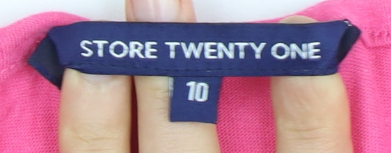 Store Twenty One Women's Pink Embroidered Blouse Size 10