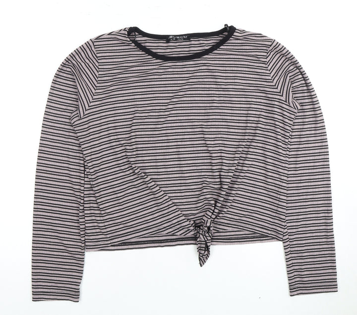 Select Women's Black Striped Long Sleeve Top Size 16