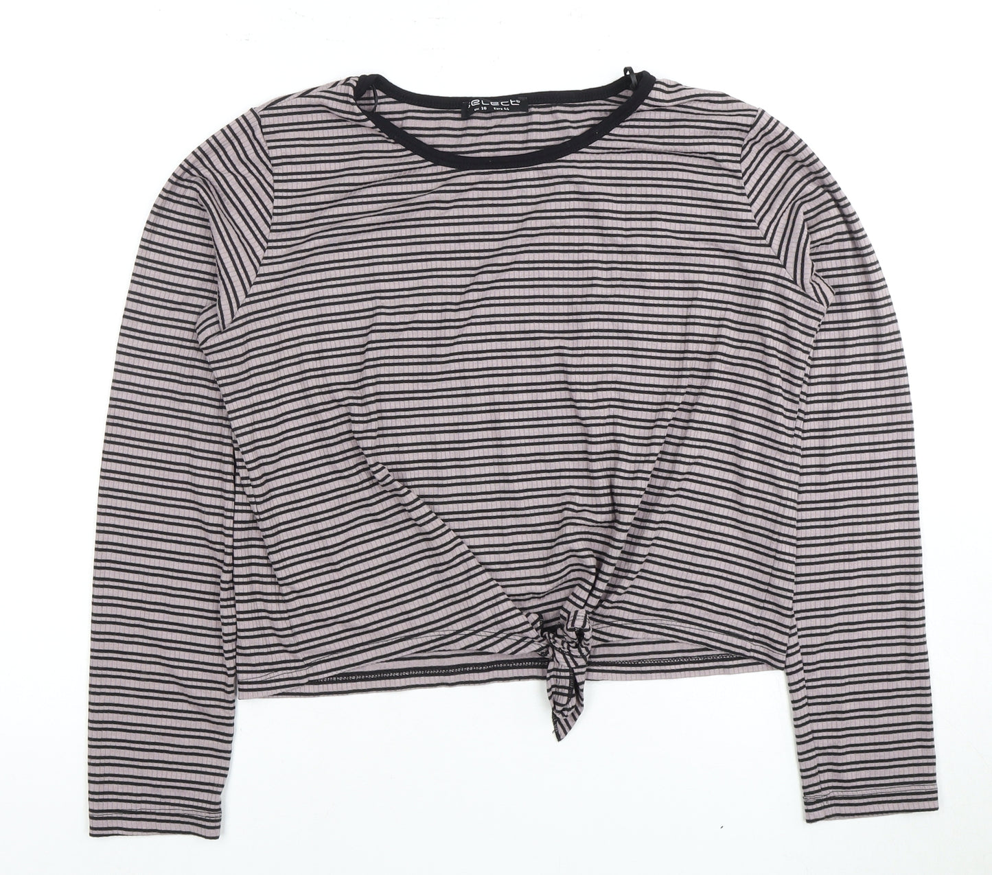 Select Women's Black Striped Long Sleeve Top Size 16